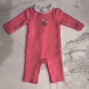 Janie and Jack quilted pink rose one piece coverall